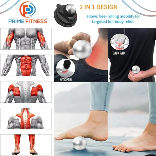 Miniatura 3 de PRIME Fitness Bola de masaje montada en la pared Terapia de frío Masajeador de espalda Cryo Stick Alivia el dolor muscular (masajeador 360)