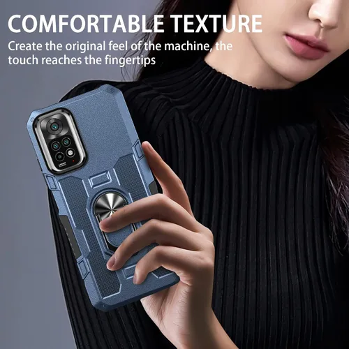 Miniatura 4 de Compatible con Xiaomi Redmi Note 11S/11 4G Funda para teléfono y protector de pantalla de vidrio templado, soporte de anillo, soporte magnético