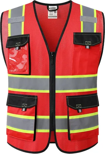 Miniatura 7 de JKSafety - Chalecos de seguridad reflectantes de alta visibilidad para hombres y mujeres, con bolsillos, ropa de seguridad de malla