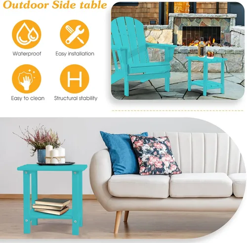 Miniatura 5 de Apolimi Mesa auxiliar de patio Adirondack, mesa auxiliar de patio resistente a la intemperie de 2 niveles, mesa auxiliar sólida de 16.5" para patio