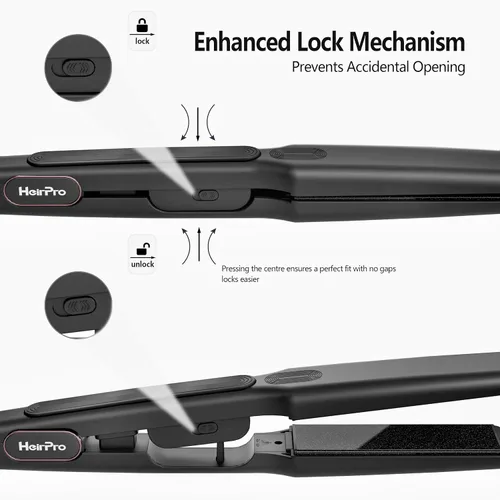 Miniatura 7 de Plancha de cerámica con placa flotante 3D, plancha de pelo con 15 temperaturas para cabello grueso, mango ergonómico de silicona, pantalla LCD, Negro