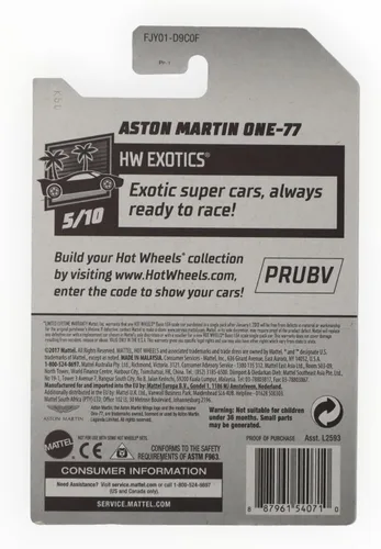 Miniatura 2 de Hot Wheels 2018 50 aniversario HW Exotics Aston Martin One-77 117/365, verde pálido
