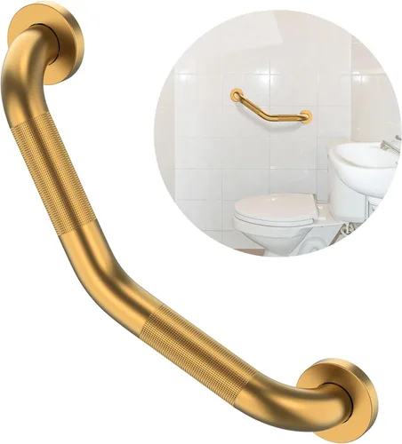Miniatura 9 de ZUEXT - Barra de agarre en ángulo de 16 pulgadas, paquete de 2 manijas antideslizantes negras para ducha, barra de equilibrio de baño moleteada
