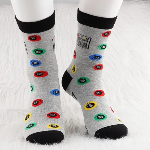 Miniatura 5 de MBMSO Divertidos calcetines de bingo – 2 pares de calcetines de vestir para mujer de bingo loco 2pair Crazy Bingo Señora Gris