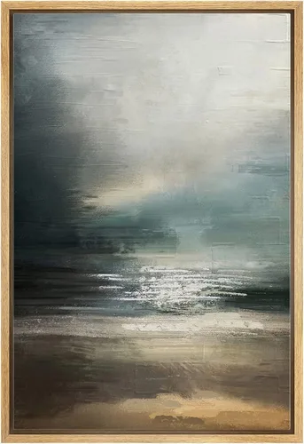 Miniatura 49 de SIGNWIN Lienzo enmarcado para pared, nubes blancas sobre el mar azul marino, pintura al óleo del océano costero, primer plano abstracto, moderno