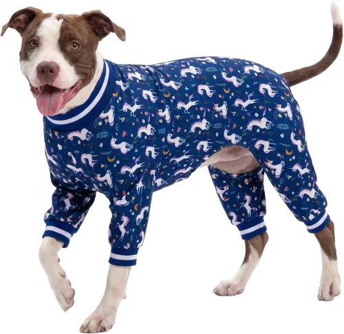 LovinPet Ropa de pijama para perros grandes: cuidado de heridas/camisa de mastín poscirugía, pijama ligera y elástica para perros, sirenas y