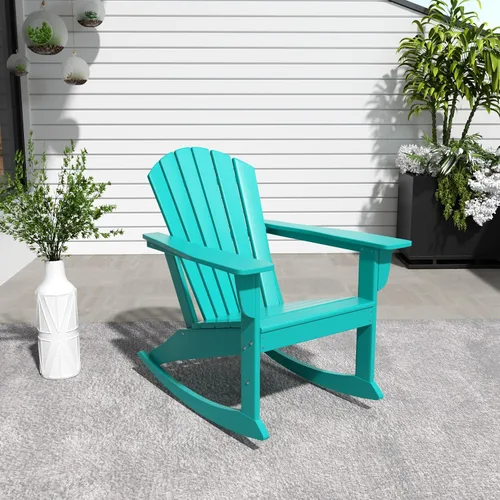 Miniatura 15 de WestinTrends Dylan - Silla mecedora Adirondack de plástico de polietileno para exteriores, color negro