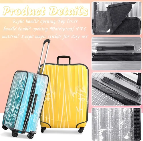 Miniatura 4 de JZRTravel Funda de equipaje de 3 piezas de PVC transparente impermeable para maleta, protector de maleta de equipaje para ruedas giratorias