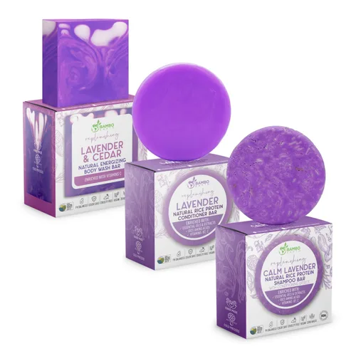 Paquete de champú, acondicionador y gel de baño de proteína de arroz sólido | Champú, acondicionador y barras de lavado para cabello y cuerpo con
