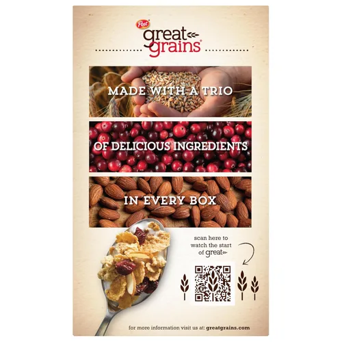 Miniatura 9 de Great Grains Cereal Crujiente de Arándanos y Almendras, Cereal con Arándanos Secos y Almendras, Proyecto Verificado Sin OMG, Caja de 14 OZ