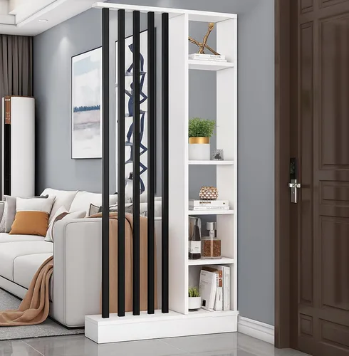 Miniatura 13 de Divisor de habitación de piso a techo con estantes, pantalla de división independiente, muebles divisores de habitación de estilo industrial
