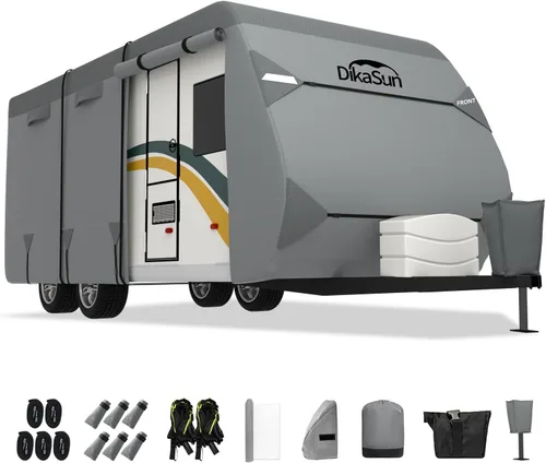 Miniatura 15 de Cubierta desplegable para cámper de 8 a 10 pies, 7 capas impermeable, cubierta de remolque plegable anti-UV, cubierta de caravana para autocaravana