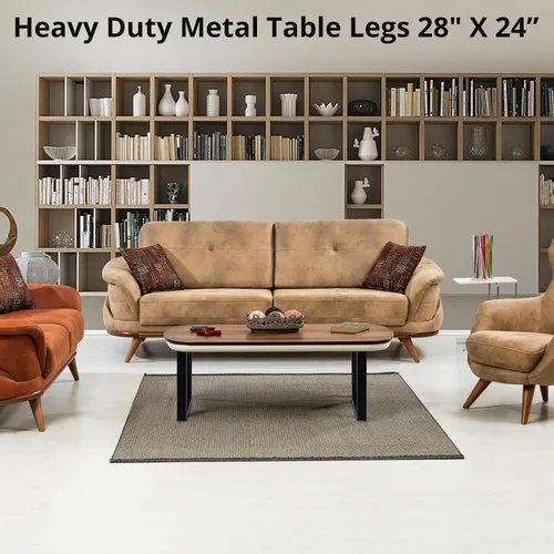 Miniatura 3 de PioneerWorks Patas metálicas resistentes para muebles, patas de tubo cuadradas, color negro, juego de 2 (28 x 18) para mesas de café o cócteles