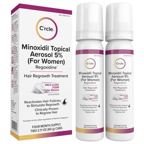 Minoxidil para mujeres 5% espuma – Ayuda a restaurar la pérdida de cabello en la parte superior del cuero cabelludo y el crecimiento del cabello,
