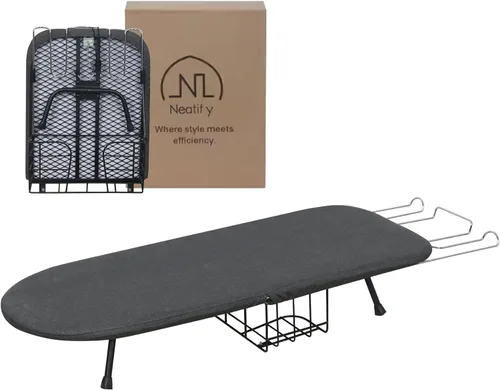 Tabla de planchar con cubierta y almohadilla – Tabla plegable pequeña, tabla de planchar compacta de mesa plegable con relleno, tabla de hierro