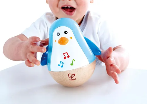 Miniatura 8 de Hape Pingüino Musical Tamborante Pingüino Melodioso Colorido y Tamborante, Juguete Roly Poly para Niños de 6 Meses+, Multicolor, 5' x 2' (E0331)