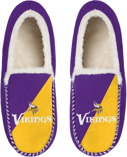 Miniatura 9 de FOCO NFL - Pantuflas tipo mocasín unisex para adultos, con licencia oficial, con logotipo primario, con forro de sherpa