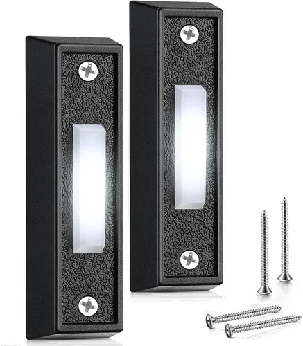 Miniatura 14 de Saillong 1 botón de timbre iluminado, botón de timbre con cable, timbre de repuesto montado en la pared de garaje con luz LED compatible con la luz