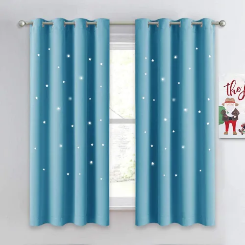 Miniatura 68 de NICETOWN Cortinas infantiles perforadas, cortinas marroquíes con estrellas azules para dormitorio de niñas, gruesas y suaves, para oscurecer la Azul