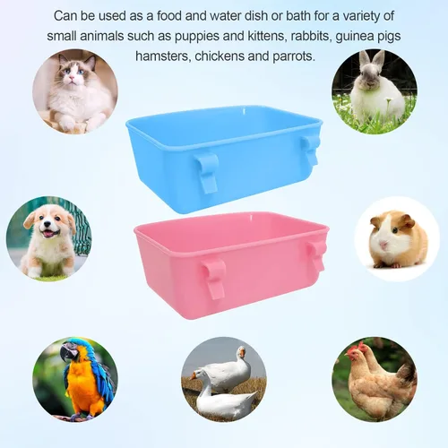 Miniatura 2 de Paquete de 6 comederos (azul, rosa), comedero colgante, recipiente de alimentos y agua, cuenco de agua de baño universal para pájaros, hámsters