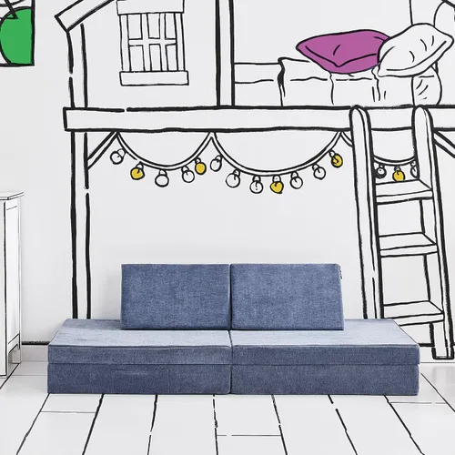 Miniatura 7 de Yourigami Sofá de juegos para niños y niños pequeños, sofá plegable convertible, diseño modular de espuma duradera, laguna azul Azul (Blue Lagoon)