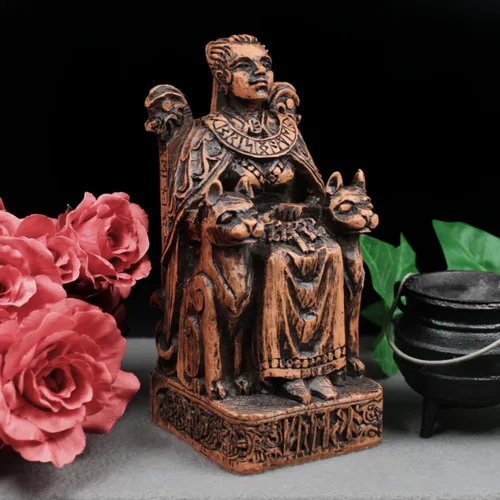 Miniatura 3 de Dryad Design Estatua de Freya Diosa nórdica del amor, guerra, magia y gatos, 7 3/4 pulgadas, decoración pagana vikinga para el hogar