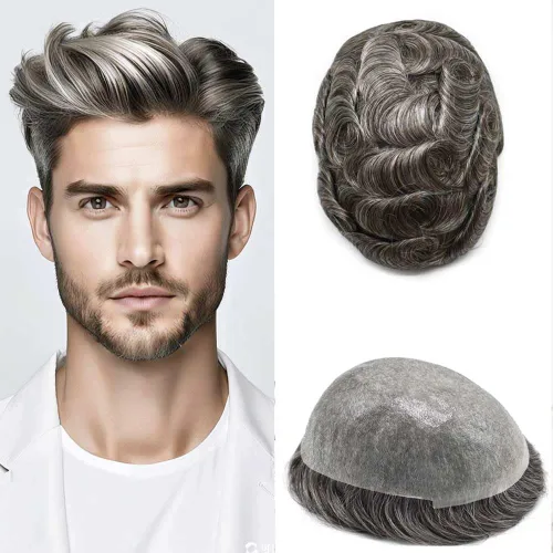 Miniatura 47 de Hombres Toupee Hair Thin Skin Men Human Hair Piece Men Toupee Cabello humano V-loop de aspecto natural Toupee Hombres Hairpiece Men Hair System