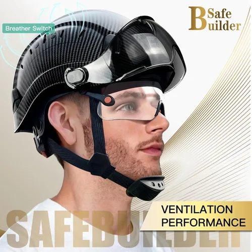 Miniatura 6 de SAFEBUILDER Casco de seguridad de construcción con visera incorporada Casco duro ABS con visera Ventilación ajustable Casco de trabajo Protección