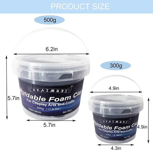 Miniatura 7 de Arcilla de Espuma para Cosplay Moldeable, Arcilla de Espuma Seca al Aire para Manualidades 500g (17.64 oz) Negro, Espuma Ligera para Esculpir