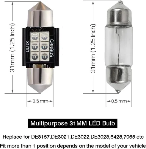 Miniatura 5 de iBrightstar DE3175 DE3021 Festoon de 9-30 V - Focos LED de 1.25 pulgadas (31 mm) extremadamente brillantes y sin errores para luces