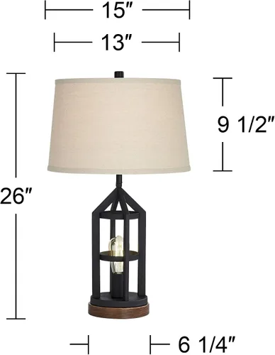 Miniatura 4 de Franklin Iron Works Lucas - Juego de 2 lámparas de mesa occidentales de 26 pulgadas de alto con puerto de carga USB y luz nocturna, pantalla LED