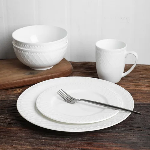 Miniatura 4 de Stone Lain Alexandria - Juego de vajilla de 16 piezas de porcelana china, blanco