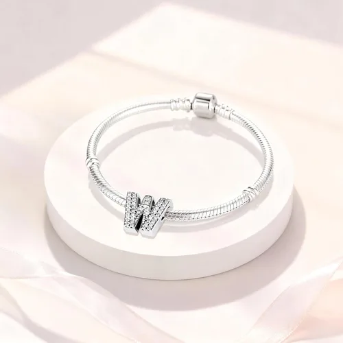 Miniatura 111 de PARCOM Dijes de letras compatibles con pulseras Pandora de plata esterlina S925 con iniciales para pulseras del alfabeto A-Z, cuentas de letras