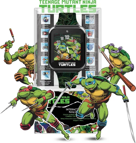 Miniatura 2 de Teenage Mutant Ninja Turtles - Reloj inteligente para niños con cámara selfie, grabadora de video, juegos, cronómetro, alarma, calculadora