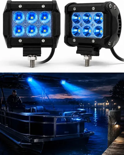 Shangyuan Pontón - Luz de acoplamiento para barcos - Esparcidor LED marino y luces de navegación, azul, 2 piezas