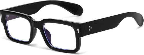 Breaksun Lentes rectangulares para hombres y mujeres, anteojos cuadrados de luz azul, montura gruesa, lentes negros