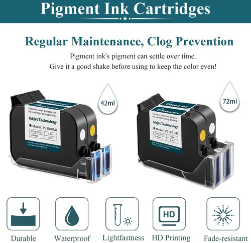 Miniatura 5 de Phezer Cartucho de tinta solvente de secado rápido original de repuesto PS100 impresora de inyección de tinta portátil y mini impresora de inyección