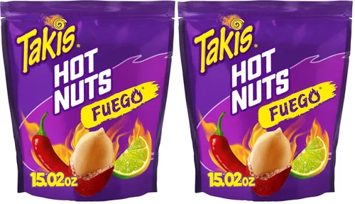 Miniatura 11 de Takis Fuego Hot Nuts - Caja de 12 unidades / 3.2 onzas, sabor a chile picante y lima, cacahuetes extremadamente picantes dobles