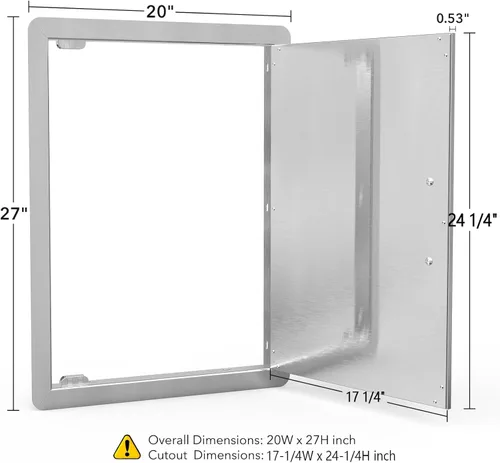 Miniatura 2 de Stanbroil Puerta de acceso vertical simple de acero inoxidable, 17 1/4 pulgadas por 24 1/4 pulgadas