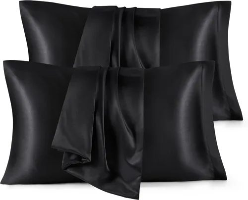 Miniatura 12 de Bedsure Paquete de 2 fundas de almohada de satén similares a las fundas de almohada de seda tamaño estándar, funda de almohada para mujeres que 01