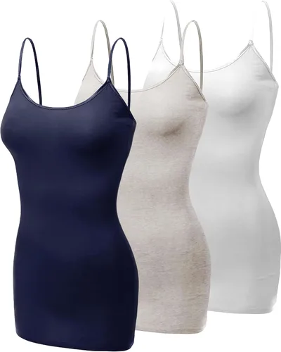 Miniatura 157 de Emmalise Camisola larga casual básica para mujer, con tirantes ajustables, top en capas