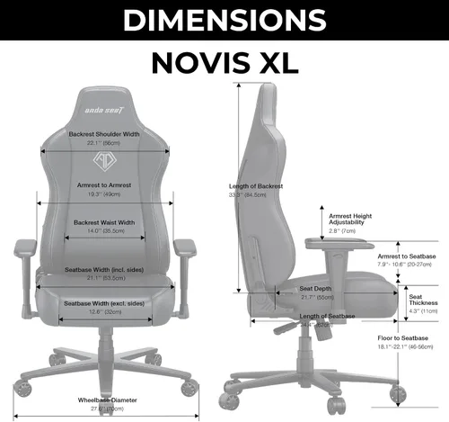 Miniatura 2 de Anda Seat Novis - Silla de juegos para adultos, sillas reclinables XL, silla de oficina ergonómica de cuero de PVC, soporte lumbar trasero