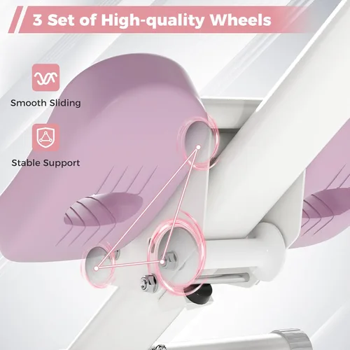 Miniatura 8 de Goplus Máquina de entrenamiento abdominal ajustable, equipo de entrenamiento plegable para abdominales con protección de rodilla, monitor LCD, Rosa