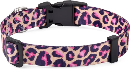 Mihqy - Collar de perro, patrones geométricos florales, tribales, bohemios, collar de estilo étnico, suave y ajustable, para perros pequeños, Pink