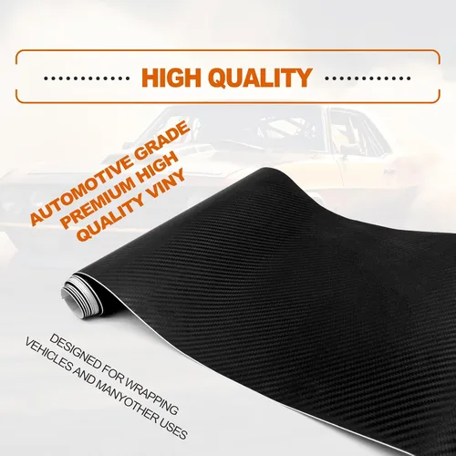 Miniatura 4 de Envoltura de vinilo de fibra de carbono mate 3D para coche, 12 x 60 pulgadas, clasificada para uso en exteriores en automóviles, incluye cuchilla
