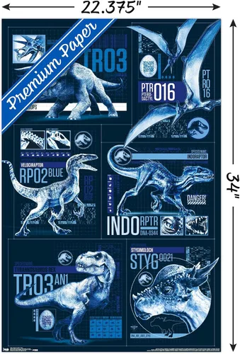 Miniatura 21 de Trends International Jurassic World: Fallen Kingdom - Póster de pared con cuadrícula, 14.725 x 22.375 pulgadas, versión enmarcada de madera
