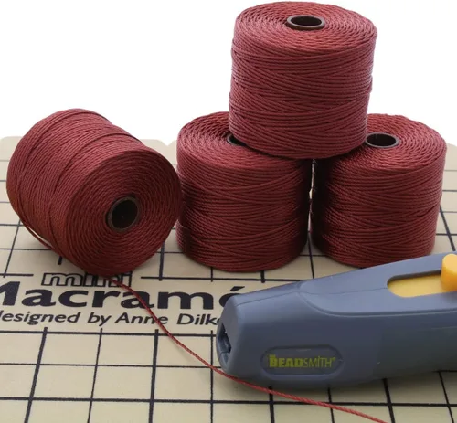The Beadsmith S-Lon - Cordón de nailon trenzado de 0.020 in para cuerda, 4 carretes, color Sienna, TEX210, 77 yardas por carrete