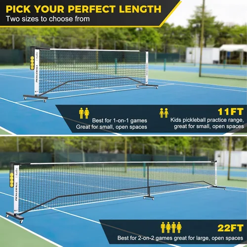 Miniatura 2 de Fostoy Pickleball Net with Wheels, Portable 2-in-1 Pickle Ball Net with Ball Collector,22FT Regulation Size & 11FT Half Court Size, Carry Bag