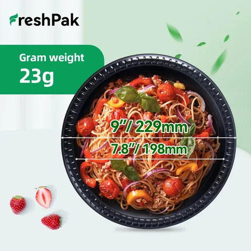 Miniatura 4 de Paquete de 150 platos de plástico negro de 9 pulgadas, envoltura retráctil, listos para usar Heavy Duty BPA Free Mineral Filled PP Microwave &