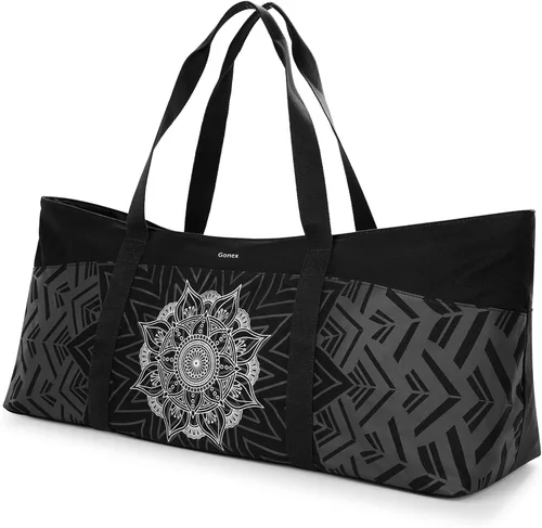 Miniatura 9 de Gonex Bolsa para esterilla de yoga, bolsa de gimnasio de lona extra con cremallera de metal impermeable, se adapta a tapetes y bloques, elegante